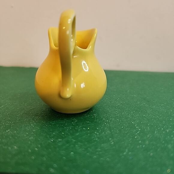 VTG BOYS TOWN Nebraska Pottery Small pitcher jug Creamer Yellow Signed - Picture 3 of 8